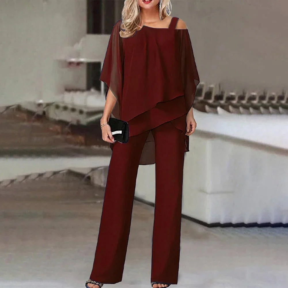 Women's Cold Shoulder 2-Piece Set - Flowy Style