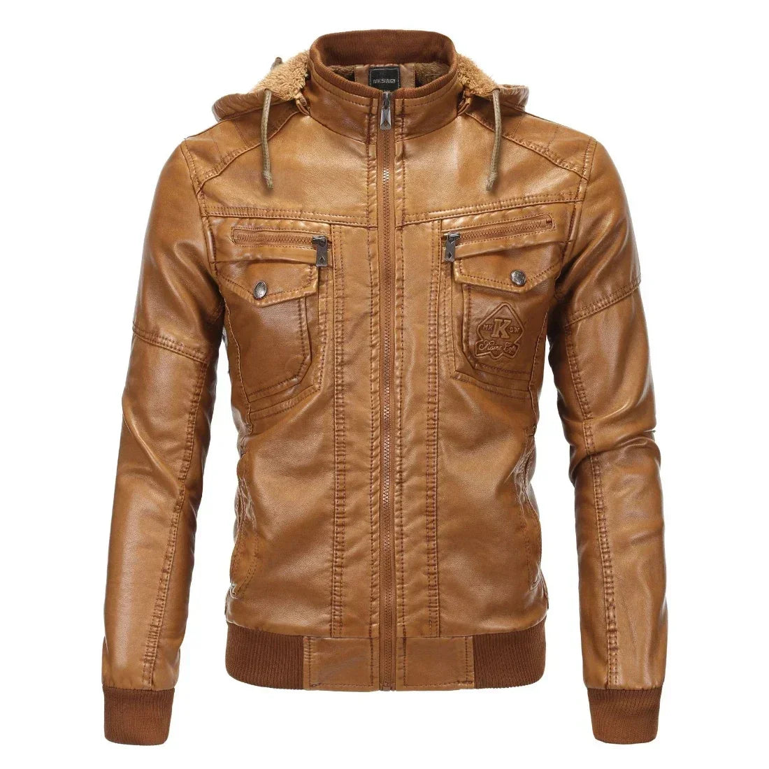 Men's Hooded PU Leather Jacket