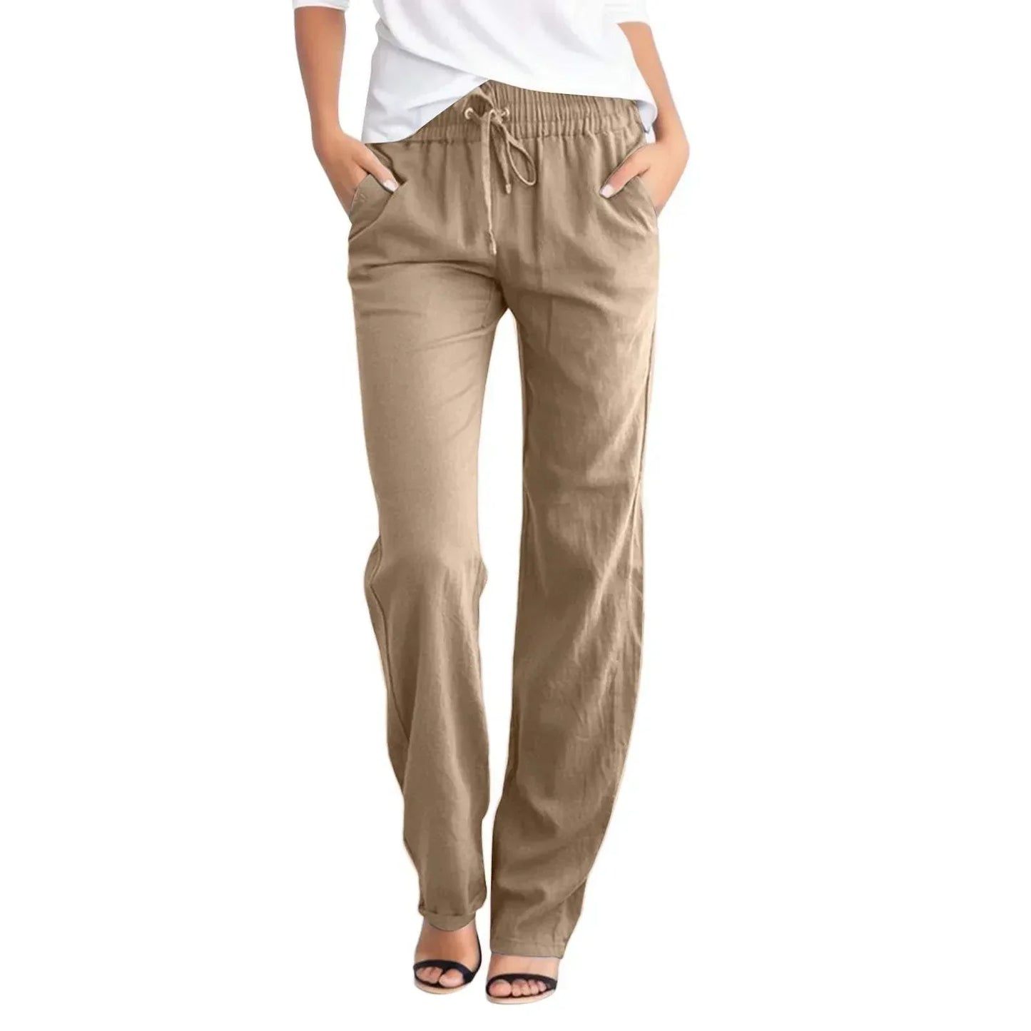 Women's Casual Trousers Lightweight Breathable Fabric Relaxed Fit Elastic Waist