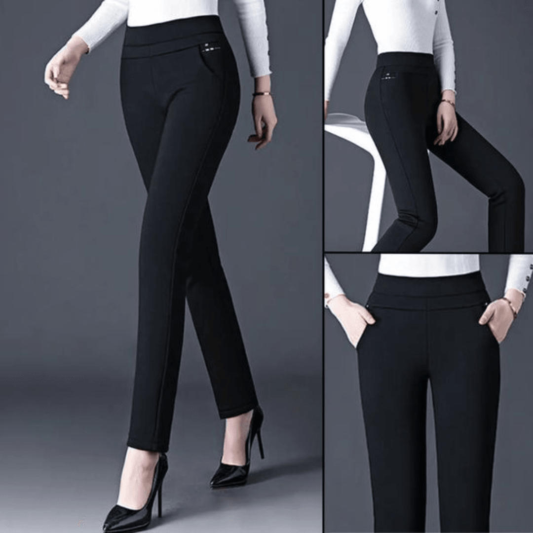 Women's High-Waisted Stretch Leggings with Faux Pocket Detail