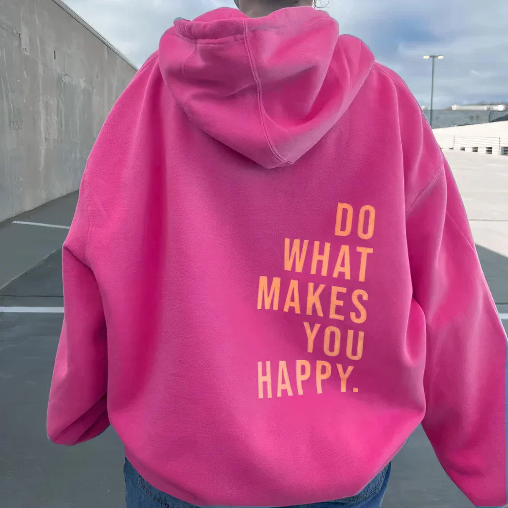 Women's Hooded Sweatshirt with Text Print