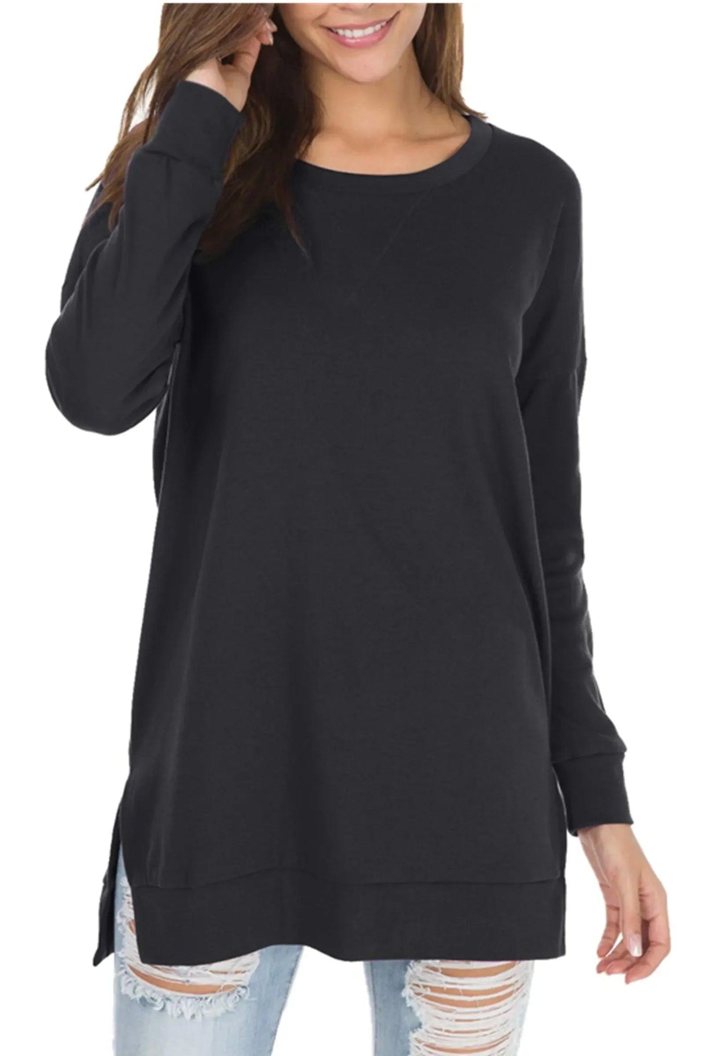 Women's Long Sleeve Side Slit Comfort Top