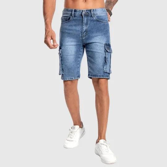 Men’s Cargo Shorts Denim Mid-Length Casual Fit Multiple Pockets