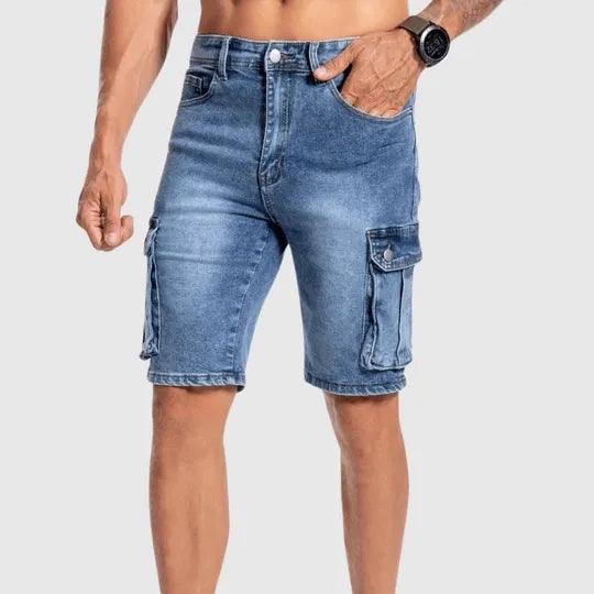 Men’s Cargo Shorts Denim Mid-Length Casual Fit Multiple Pockets
