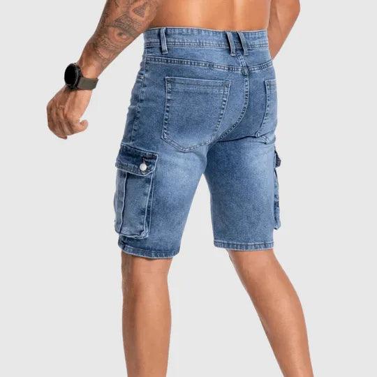 Men’s Cargo Shorts Denim Mid-Length Casual Fit Multiple Pockets