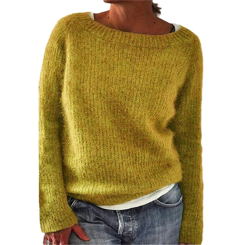 Women's Knit Sweater Loose Fit Boot Neck