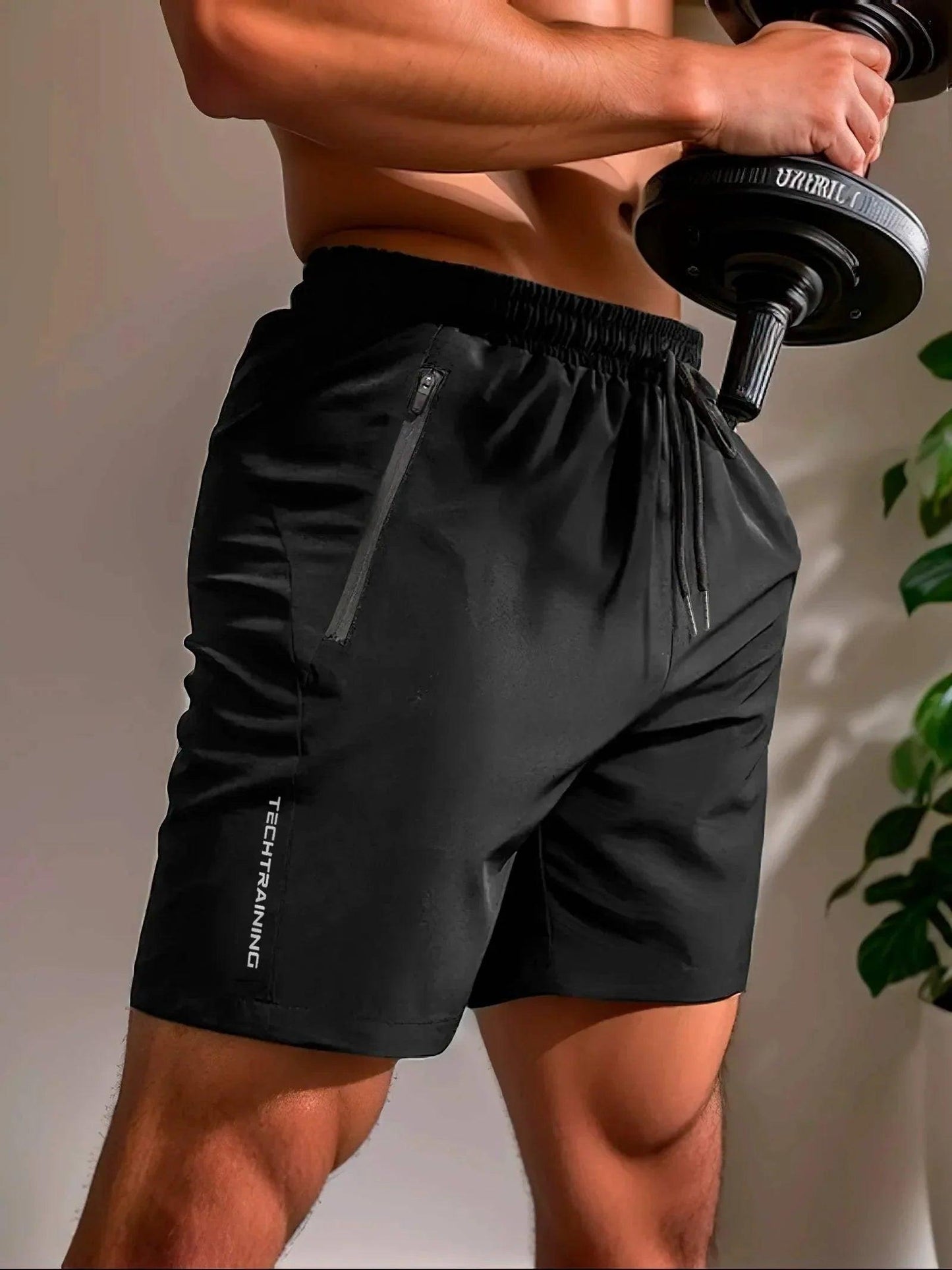 Men's Moisture-Wicking Athletic Shorts with Stretch Fabric and Zip Pocket