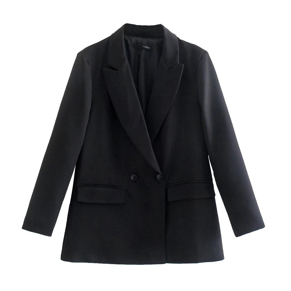 Women's Tailored Blazer Double-Breasted Structured Silhouette Notched Lapels