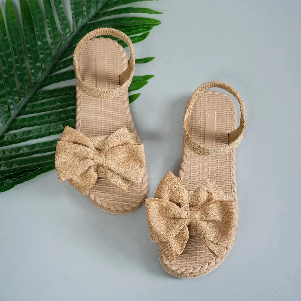 Women's Flat Sandals Bow Tie Design