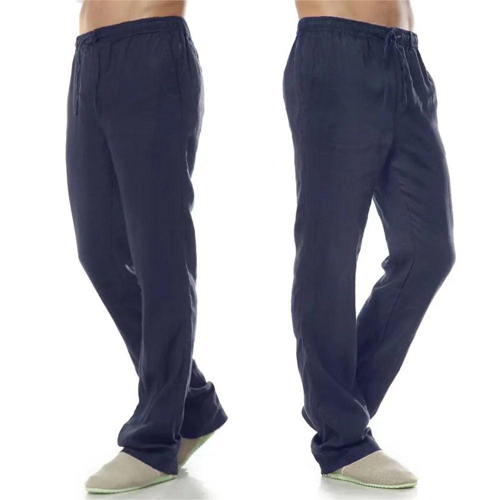 Men's Cotton-Linen Trousers with Back Pocket | Breathable Casual Streetwear Pants