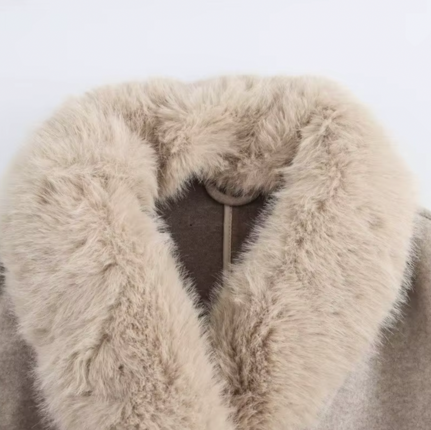 Women's Wool Trench Coat with Fur Trim