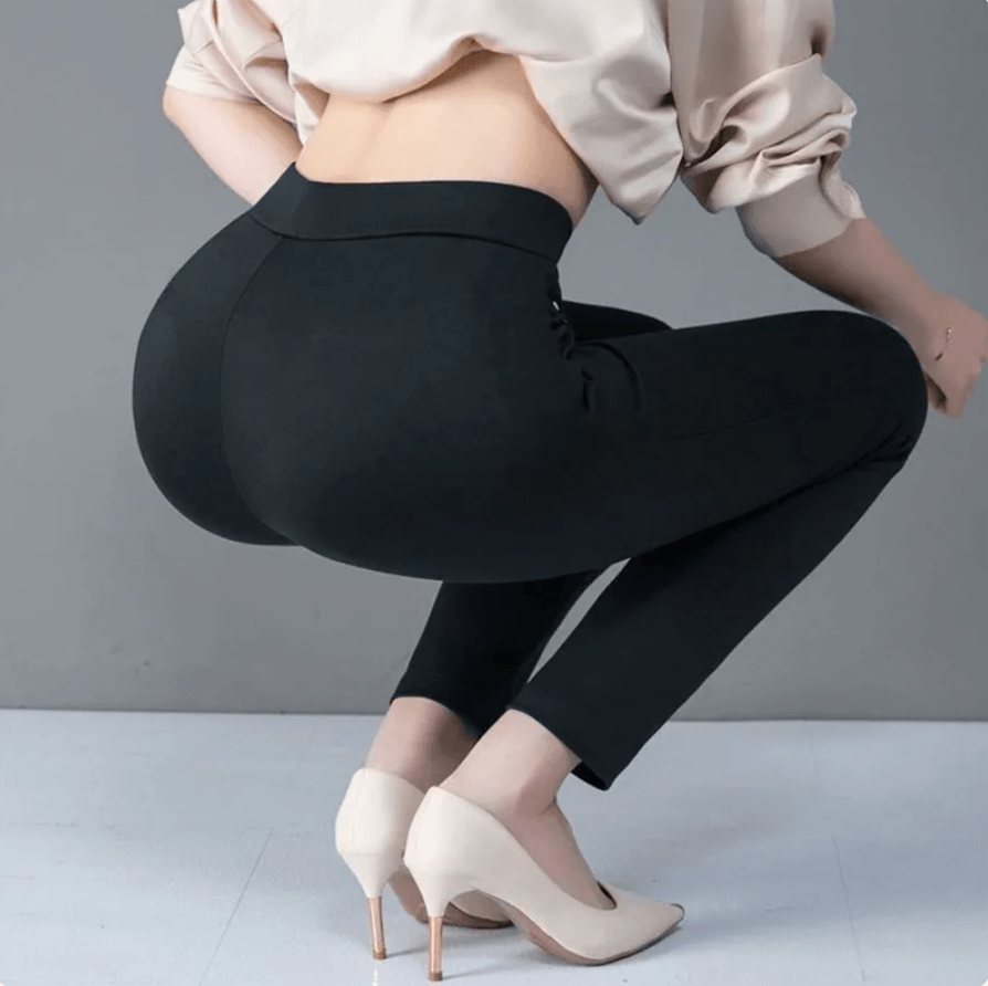 Women's High-Waisted Stretch Leggings with Faux Pocket Detail