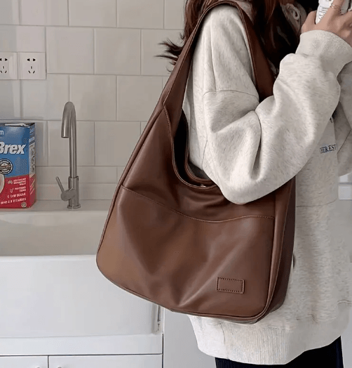 Women's Leather Handbag Brown and Black with Adjustable Shoulder Strap - northernnomad