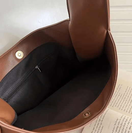 Women's Leather Handbag Brown and Black with Adjustable Shoulder Strap - northernnomad