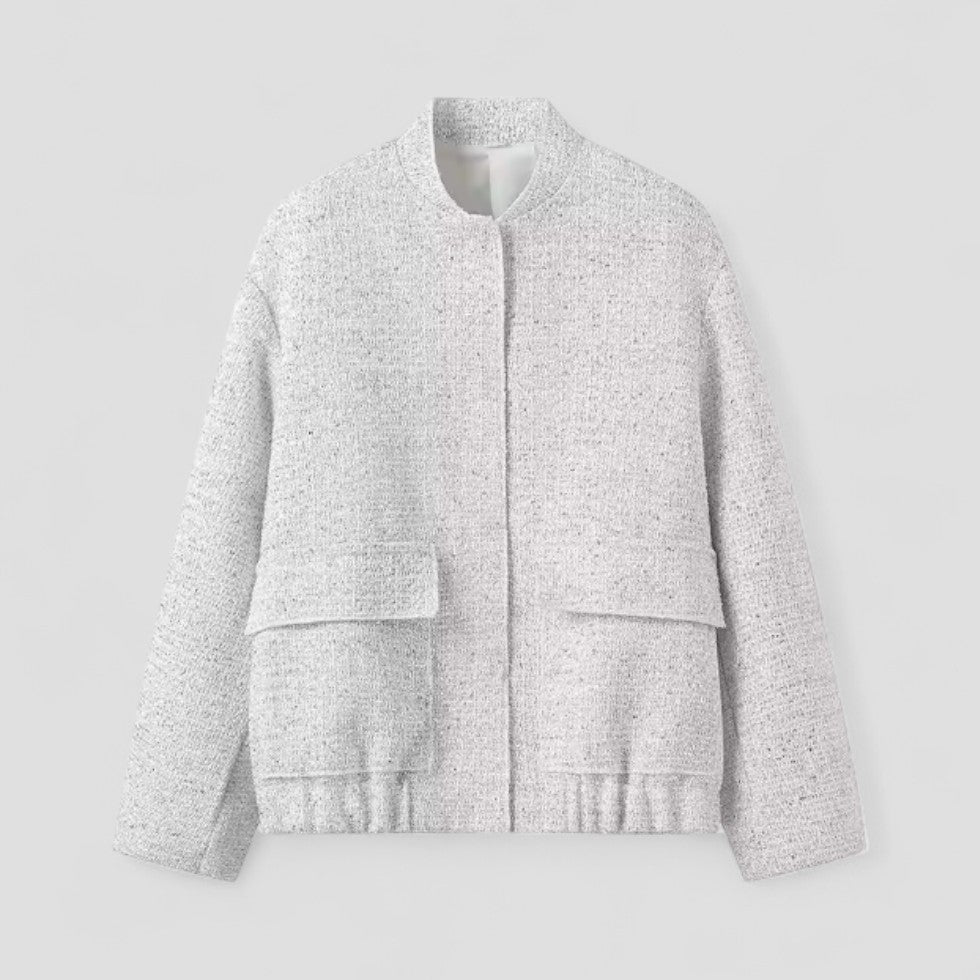 Women's Sequin Bomber Jacket with Stand Collar