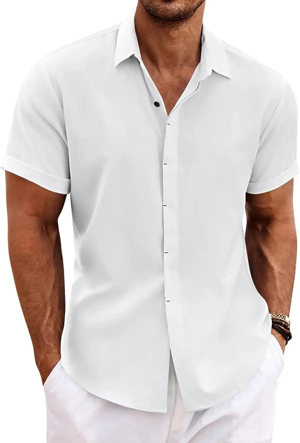 The Milo Short Sleeve Cotton-Linen Shirt | Lightweight Pullover for Casual Summer Comfort - northernnomad