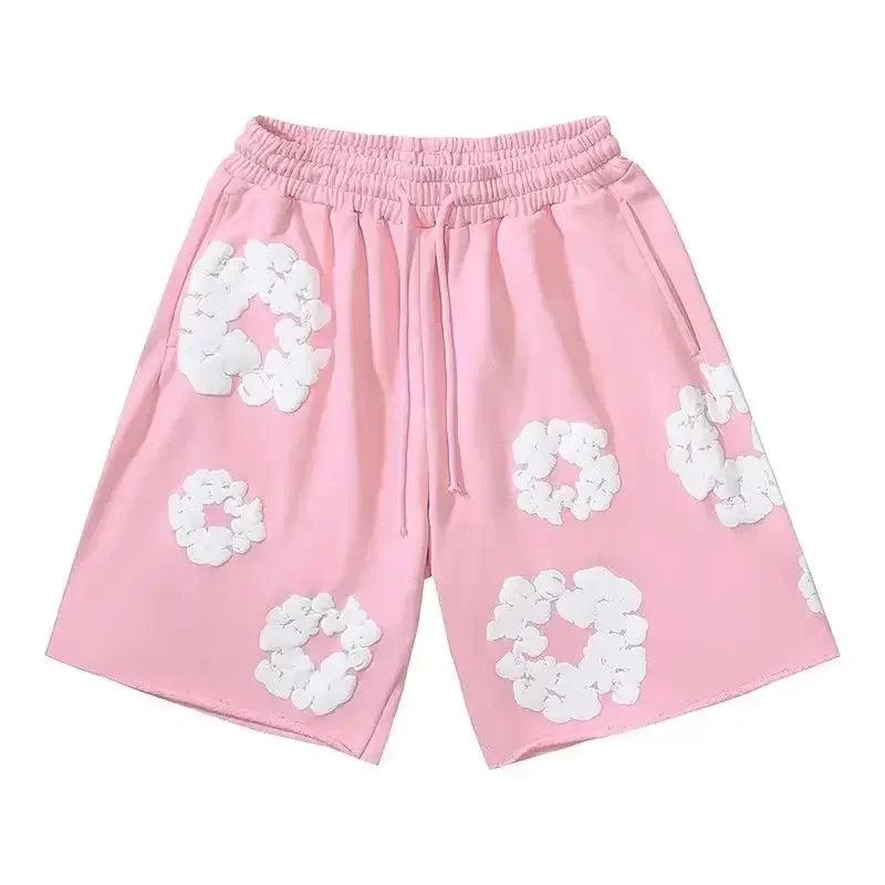 Men's Floral Print Denim Pants