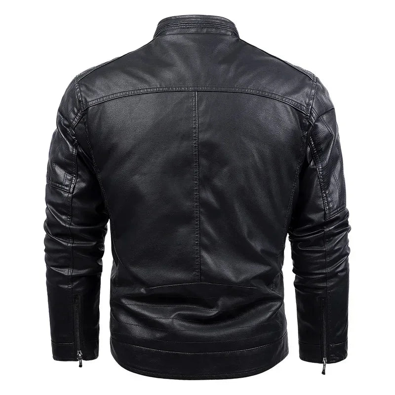 Men's Leather Biker Jacket Classic Style