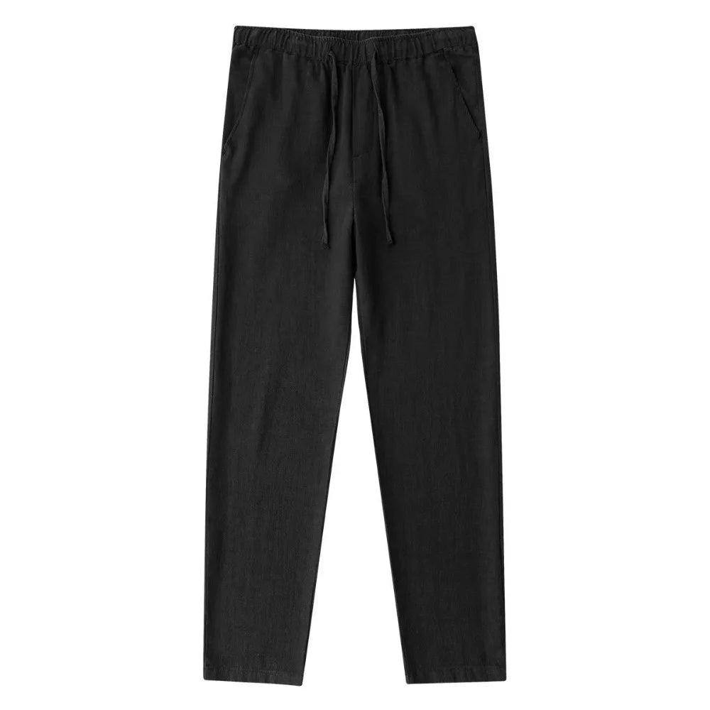 Men's Cotton-Linen Trousers with Back Pocket | Breathable Casual Streetwear Pants