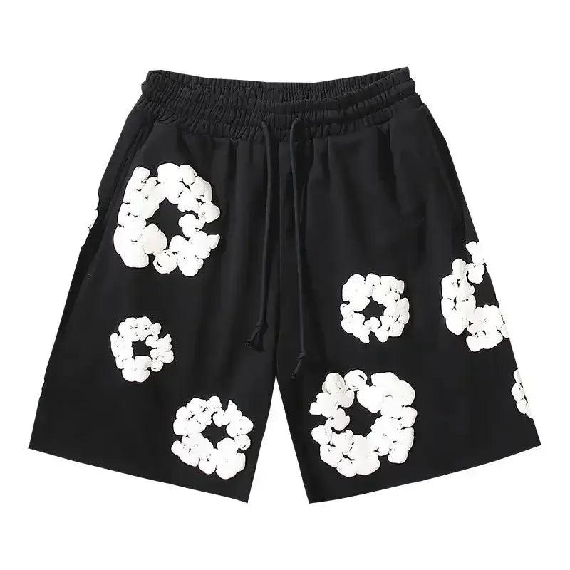 Men's Floral Print Denim Pants