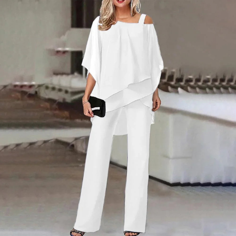 Women's Cold Shoulder 2-Piece Set - Flowy Style