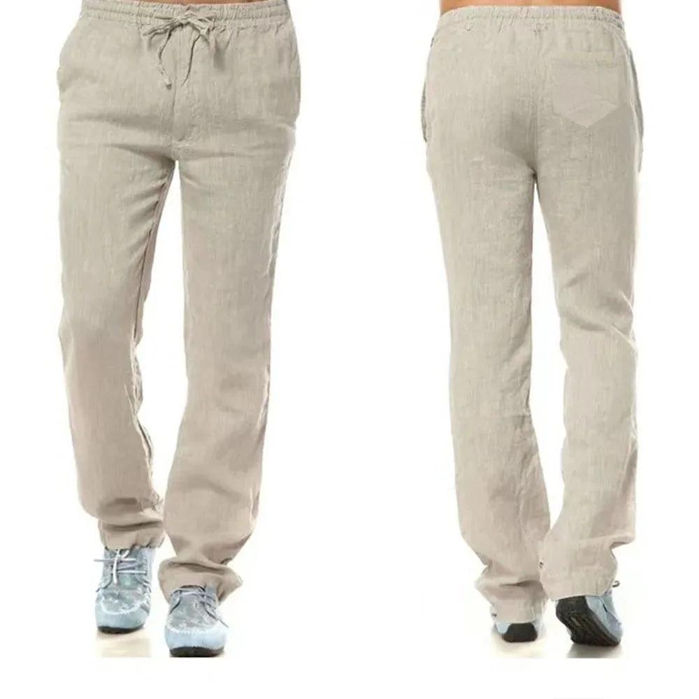 Men's Cotton-Linen Trousers with Back Pocket | Breathable Casual Streetwear Pants