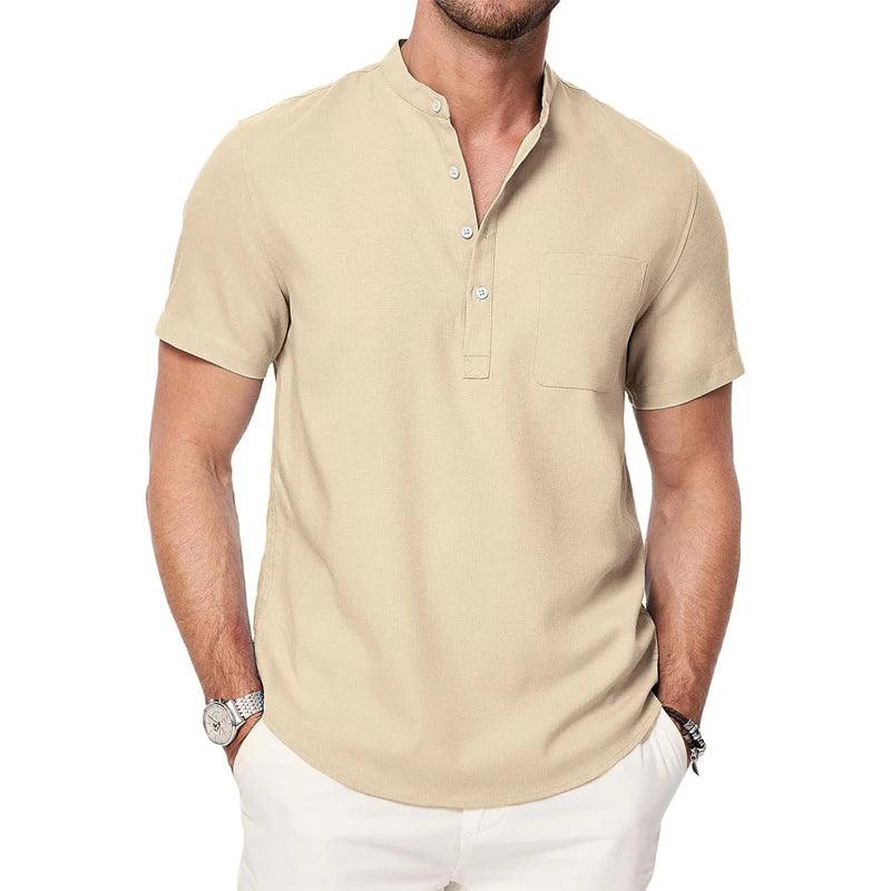 Shoreline Henley | Men's Lightweight Cotton Beach Shirt with Pocket - northernnomad