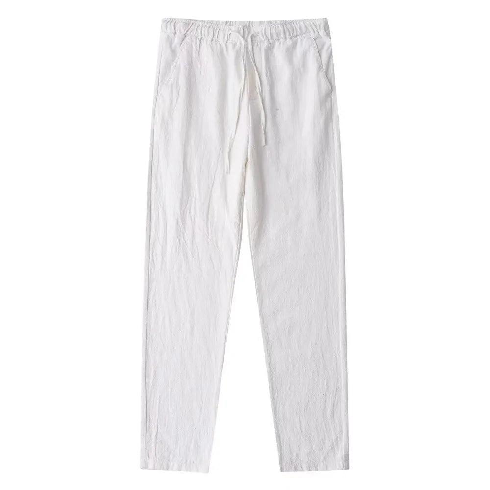 Men's Cotton-Linen Trousers with Back Pocket | Breathable Casual Streetwear Pants