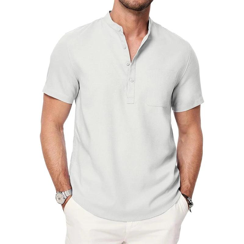 Shoreline Henley | Men's Lightweight Cotton Beach Shirt with Pocket - northernnomad