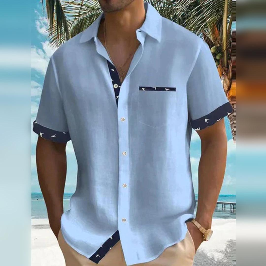 Men’s Short Sleeve Button-Down Shirt Lightweight Breathable Fabric