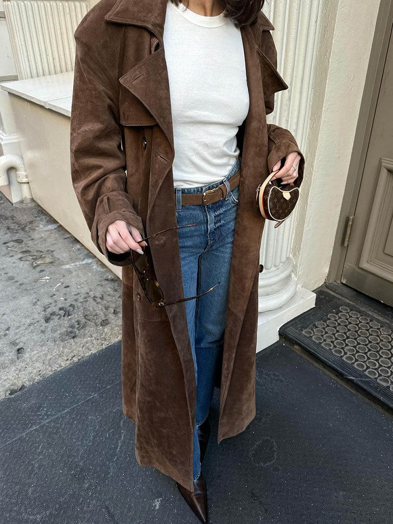 Women's Suede Trench Coat Stylish