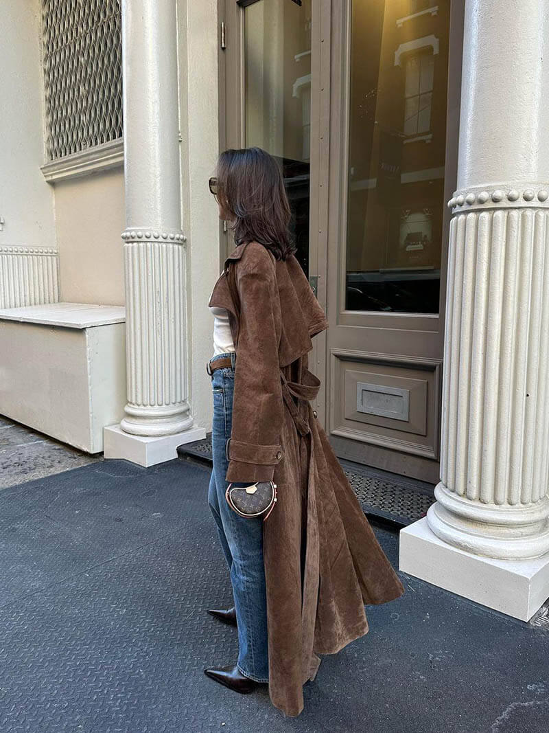 Women's Suede Trench Coat Stylish