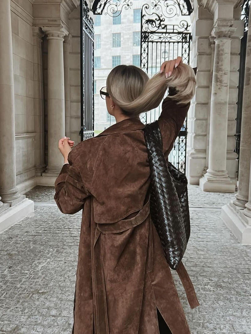 Women's Suede Trench Coat Stylish