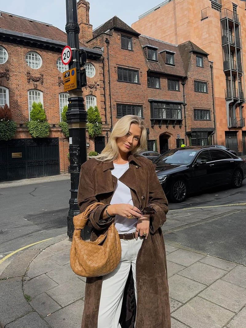 Women's Suede Trench Coat Stylish