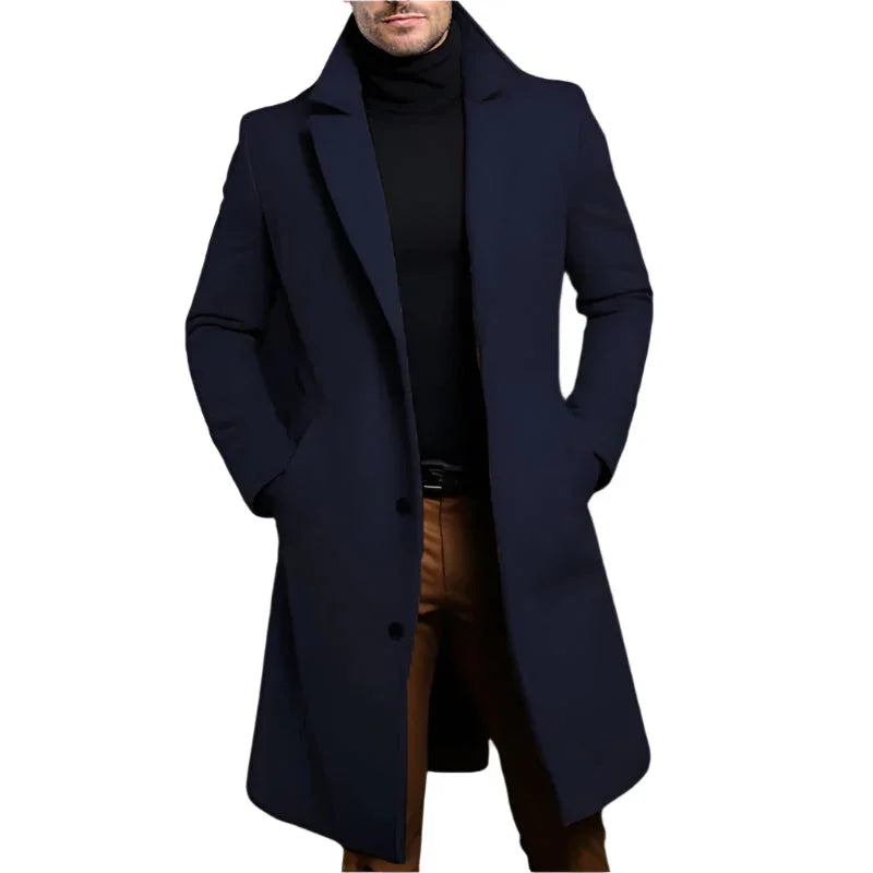 Men's Mid Length Coat Wool Blend
