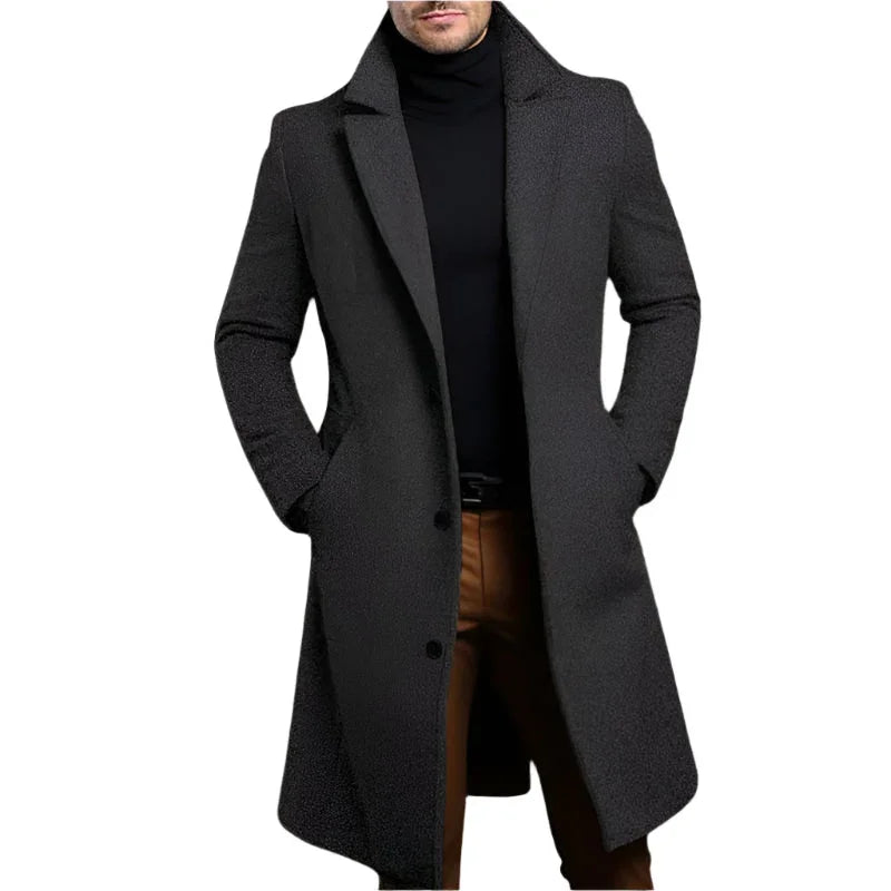 Men's Mid Length Coat Wool Blend