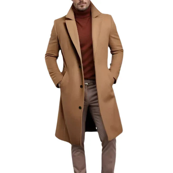 Men's Mid Length Coat Wool Blend