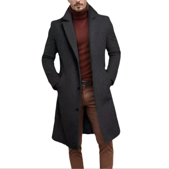 Men's Mid Length Coat Wool Blend