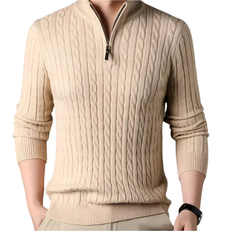 Men's Cable-Knit Quarter Zip Jumper
