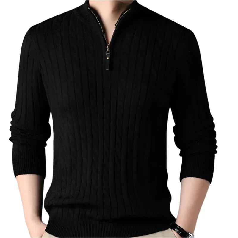 Men's Cable-Knit Quarter Zip Jumper