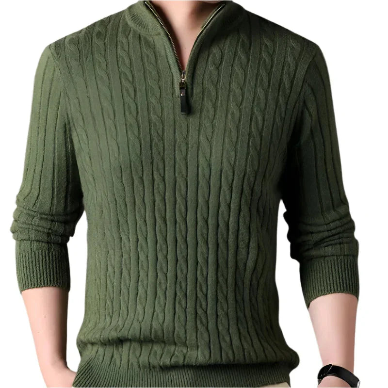 Men's Cable-Knit Quarter Zip Jumper