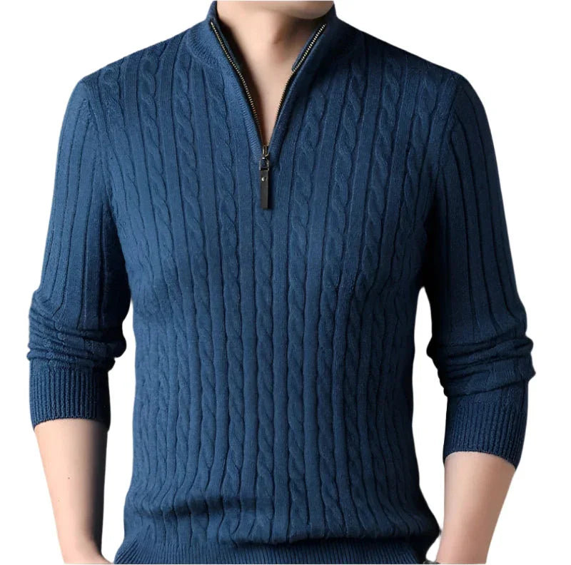 Men's Cable-Knit Quarter Zip Jumper