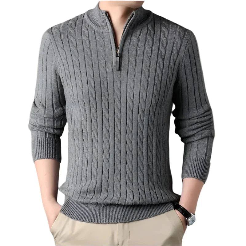 Men's Cable-Knit Quarter Zip Jumper