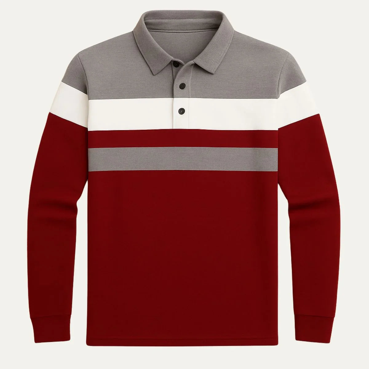 Men’s Long Sleeve Polo Shirt Striped Design