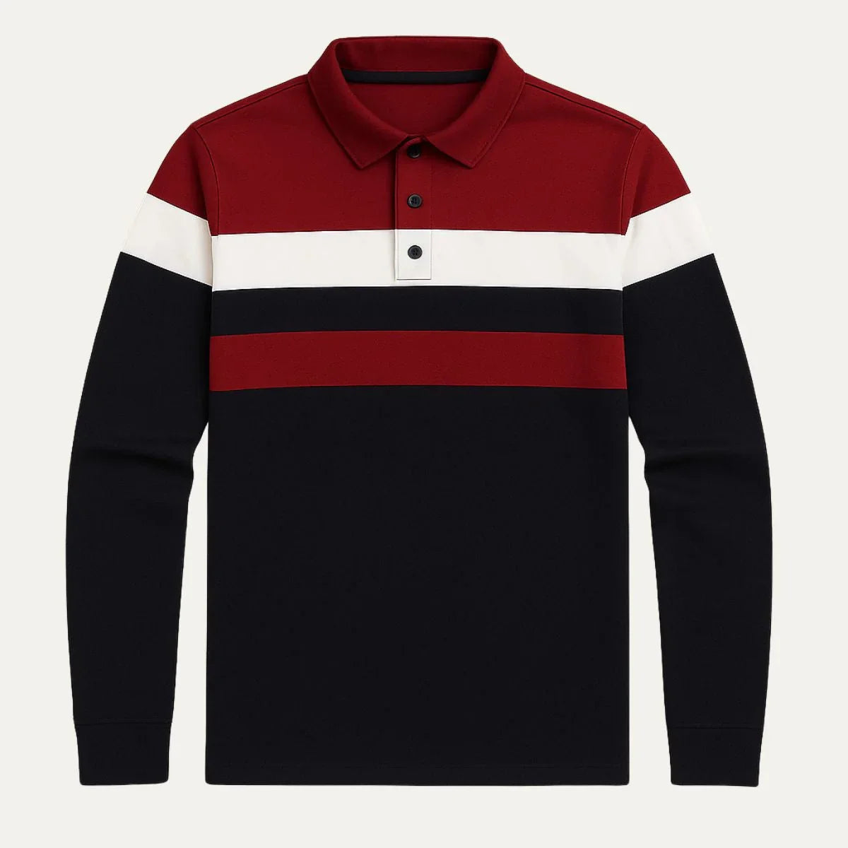Men’s Long Sleeve Polo Shirt Striped Design