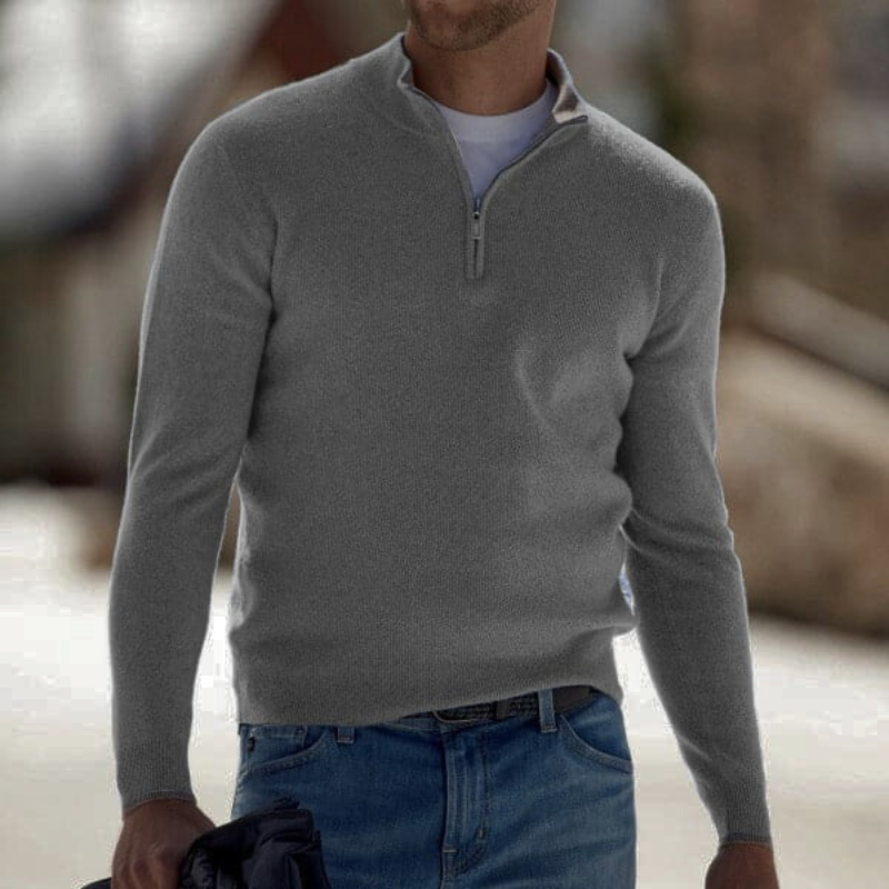 Men’s Zip-Up Sweater Soft Knit Relaxed Fit