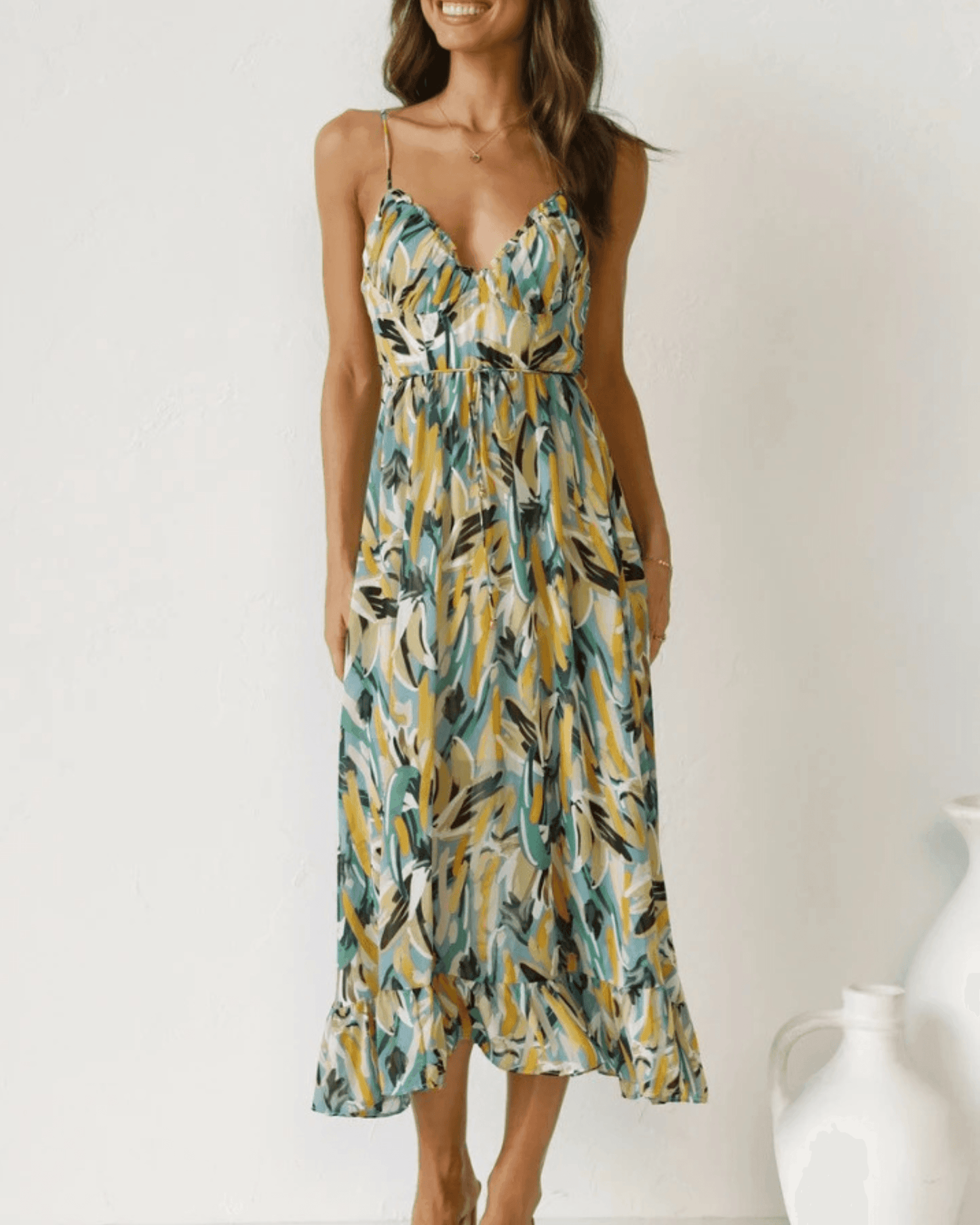 Women's Floral Midi Dress Lightweight