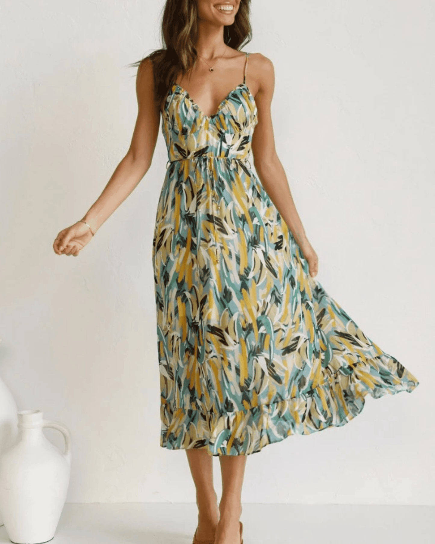 Women's Floral Midi Dress Lightweight