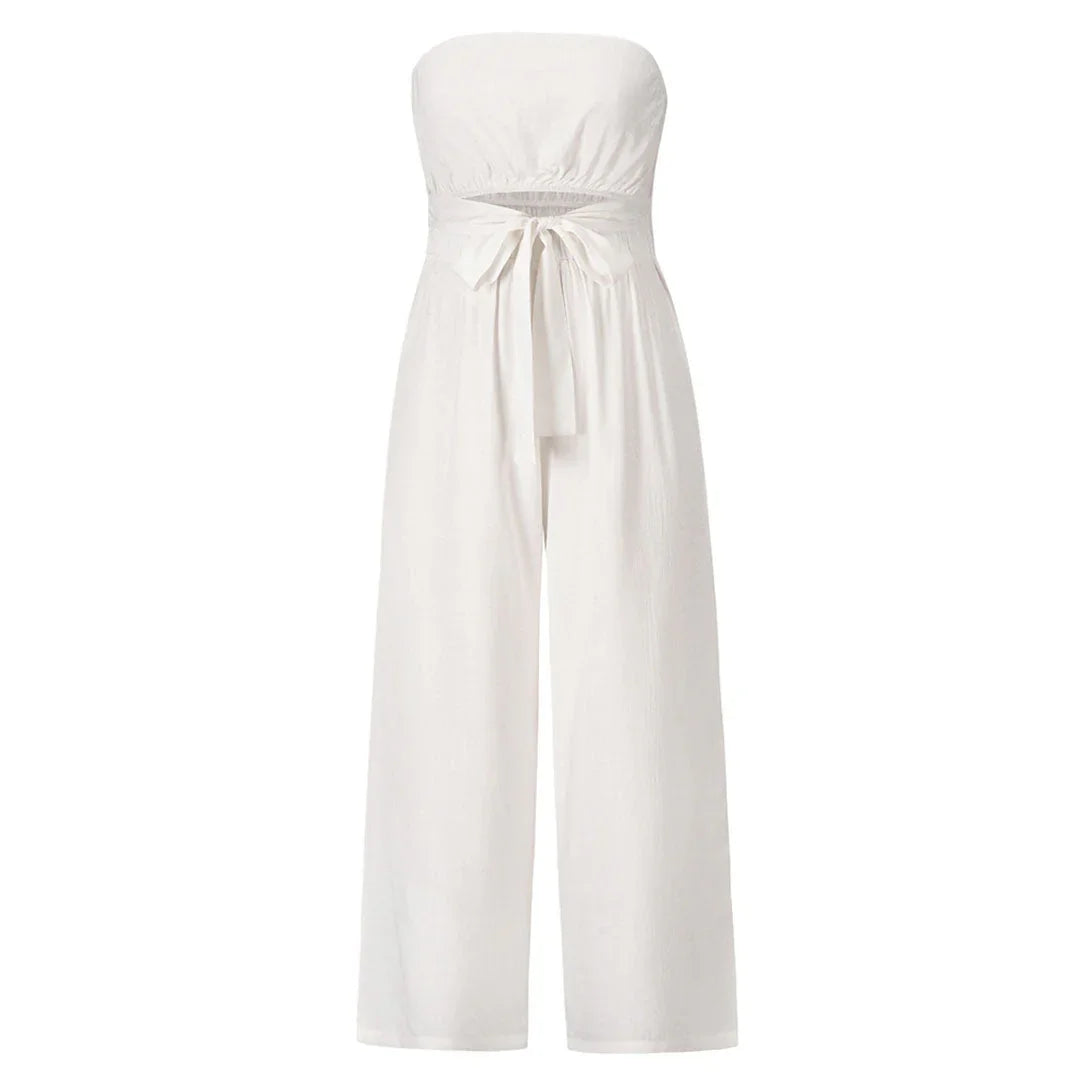 Women's Strapless Jumpsuit with Elastic Waist