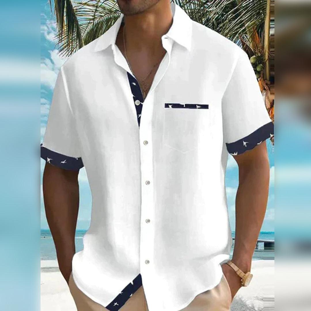 Men’s Short Sleeve Button-Down Shirt Lightweight Breathable Fabric
